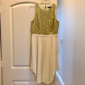 Gold and white midi dress